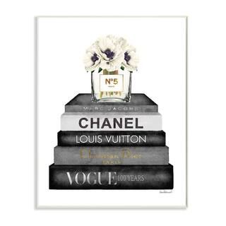 "Fashion Designer Flower Bookstack Black And White Watercolor"by Amanda Greenwood Wood Wall Art 1... | The Home Depot