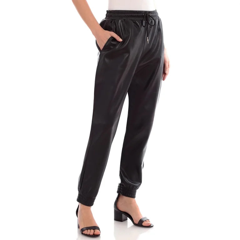 Bagatelle Collection Women's Faux Leather Joggers - Walmart.com | Walmart (US)