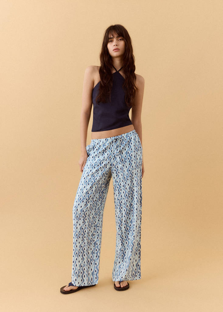 Flowy printed trousers sky blue - Teen - M - MANGO TEEN | Mango (US/MX/AU)