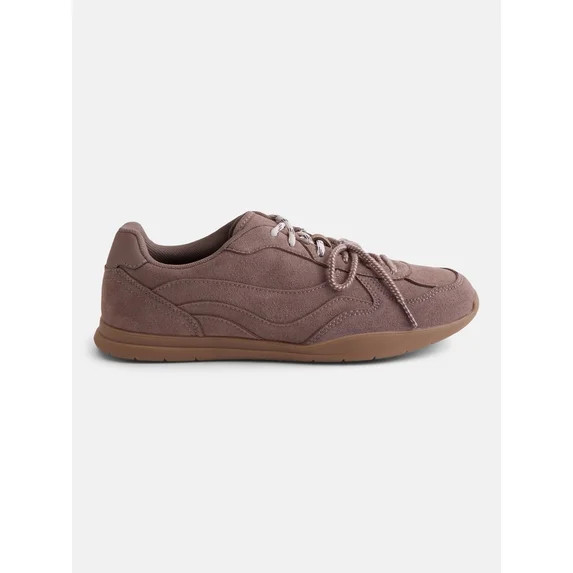 No Boundaries Women's Faux Suede Double Lace Sneakers | Walmart (US)