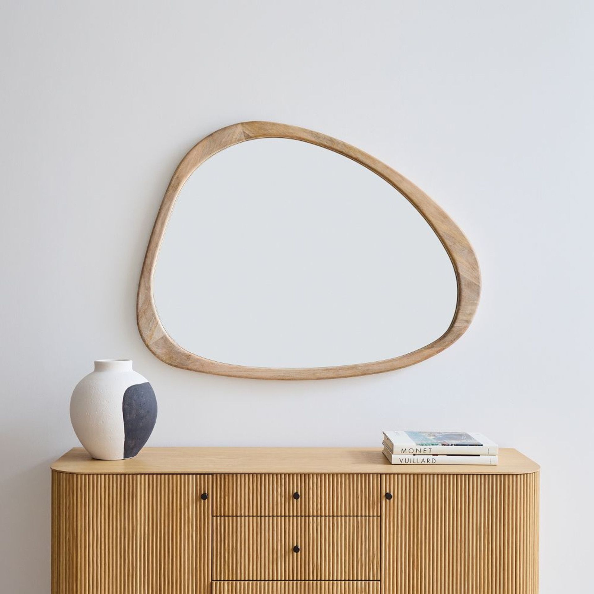 Mid-Century Asymmetrical Wood Wall Mirror - 99 cm W x 114 cm H | West Elm (UK)