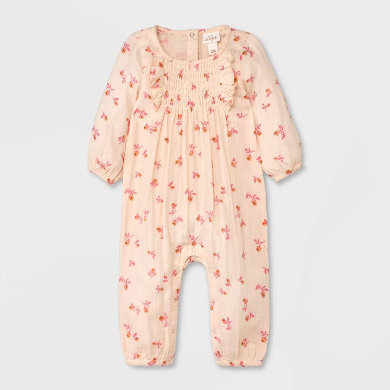 Baby Girls' Solid Long Sleeve Romper - Cat & Jack™ | Target