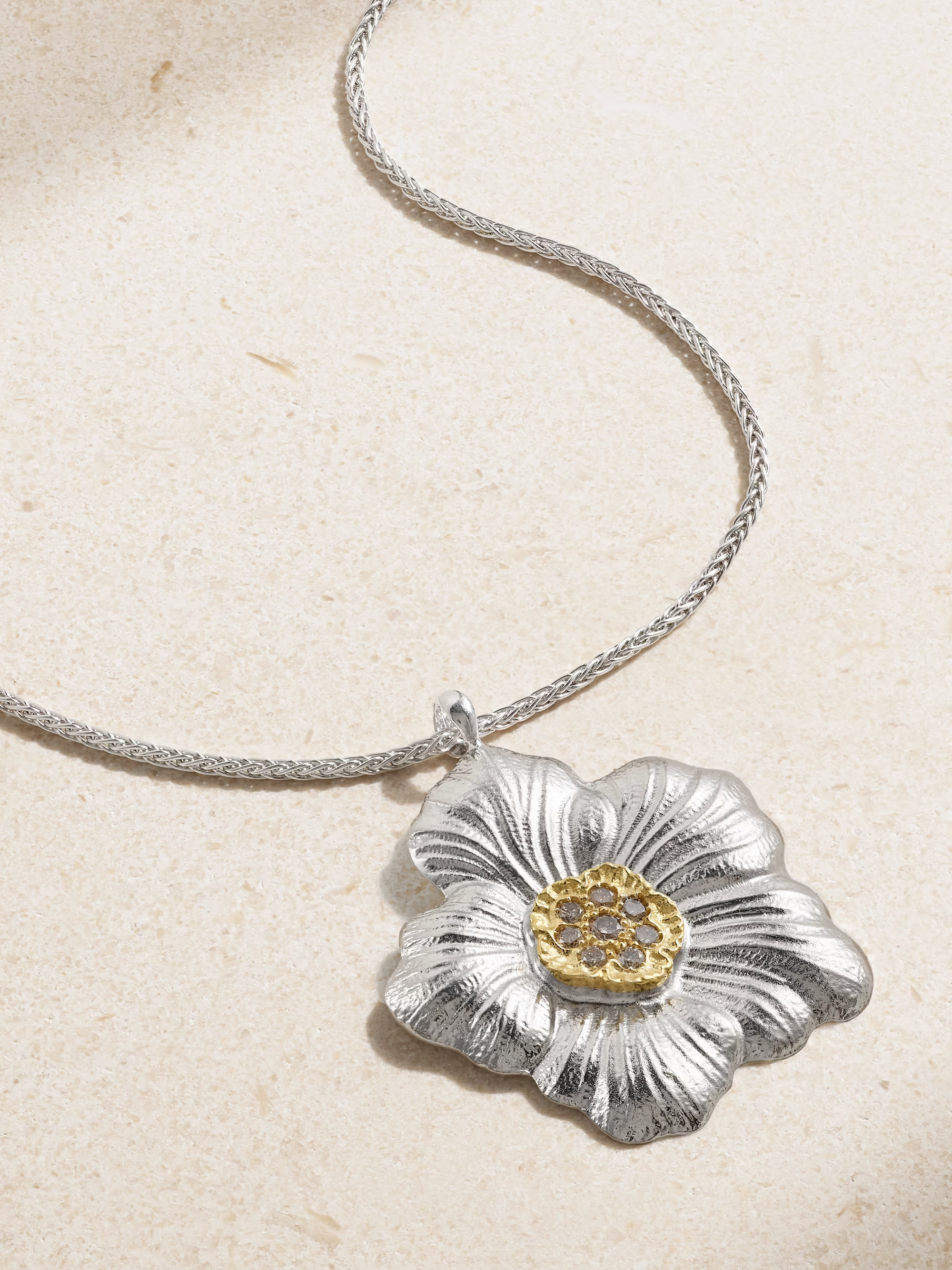 Blossoms sterling silver and gold-plated diamond necklace | NET-A-PORTER (UK & EU)