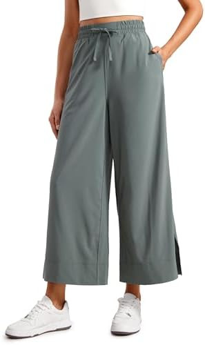 CRZ YOGA Lightweight Wide Leg Cropped Pants for Women 25" - Casual Travel Work Sweatpants Summer | Amazon (US)
