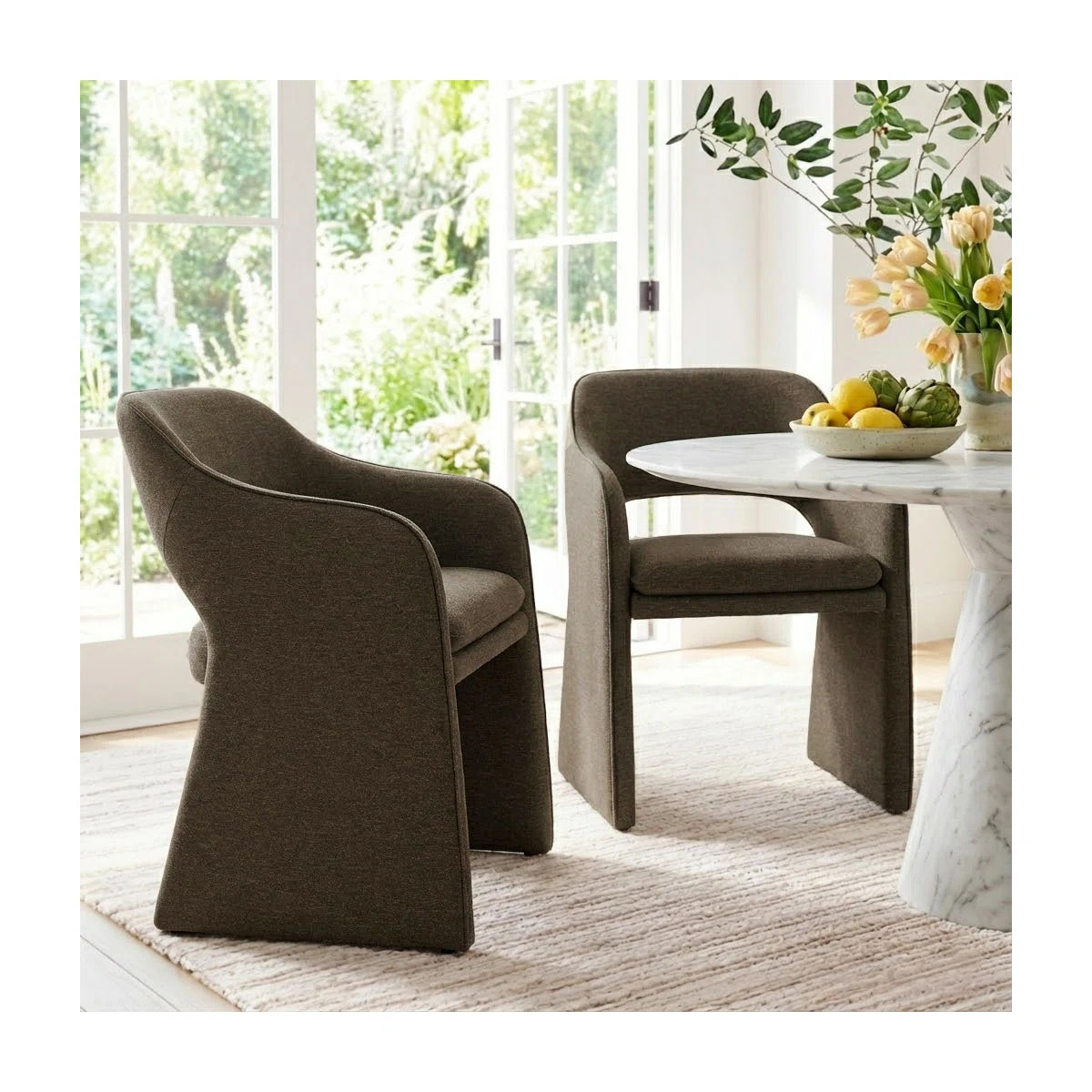 19" Seat Height Waterproof Upholstered Fabric Dining Armchair (Set of 2) | Wayfair North America