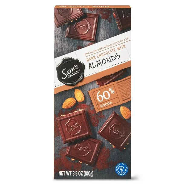 Sam's Choice Swiss Dark Chocolate with Almonds, 3.5 oz - Walmart.com | Walmart (US)