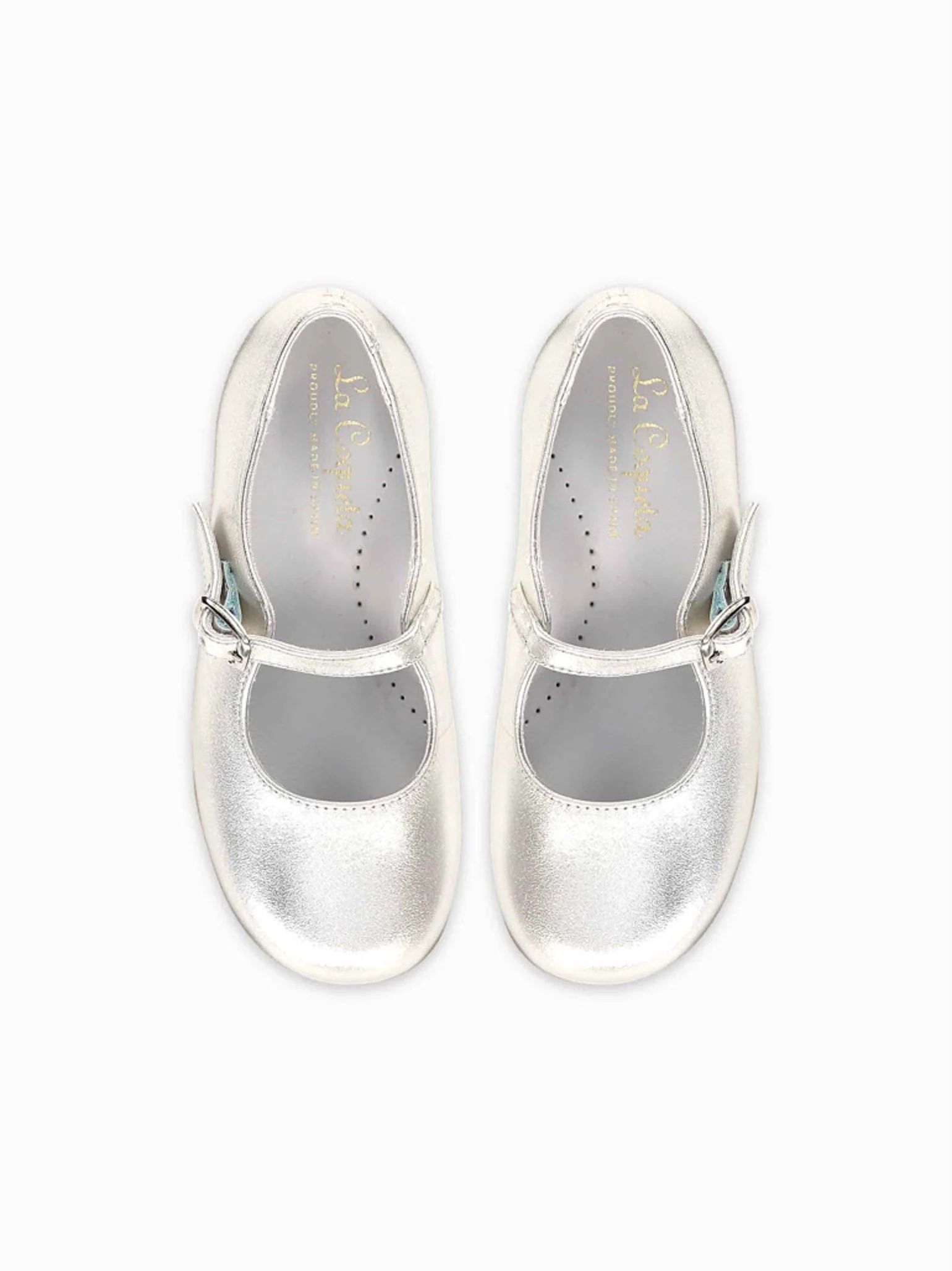 Silver Leather Girl Mary Jane Shoes | La Coqueta (US)