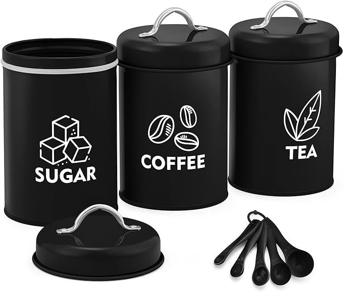 LIANYU Canister Sets for Kitchen Counter, Vintage Kitchen Canisters Sets of 8, Coffee Tea Sugar M... | Amazon (US)