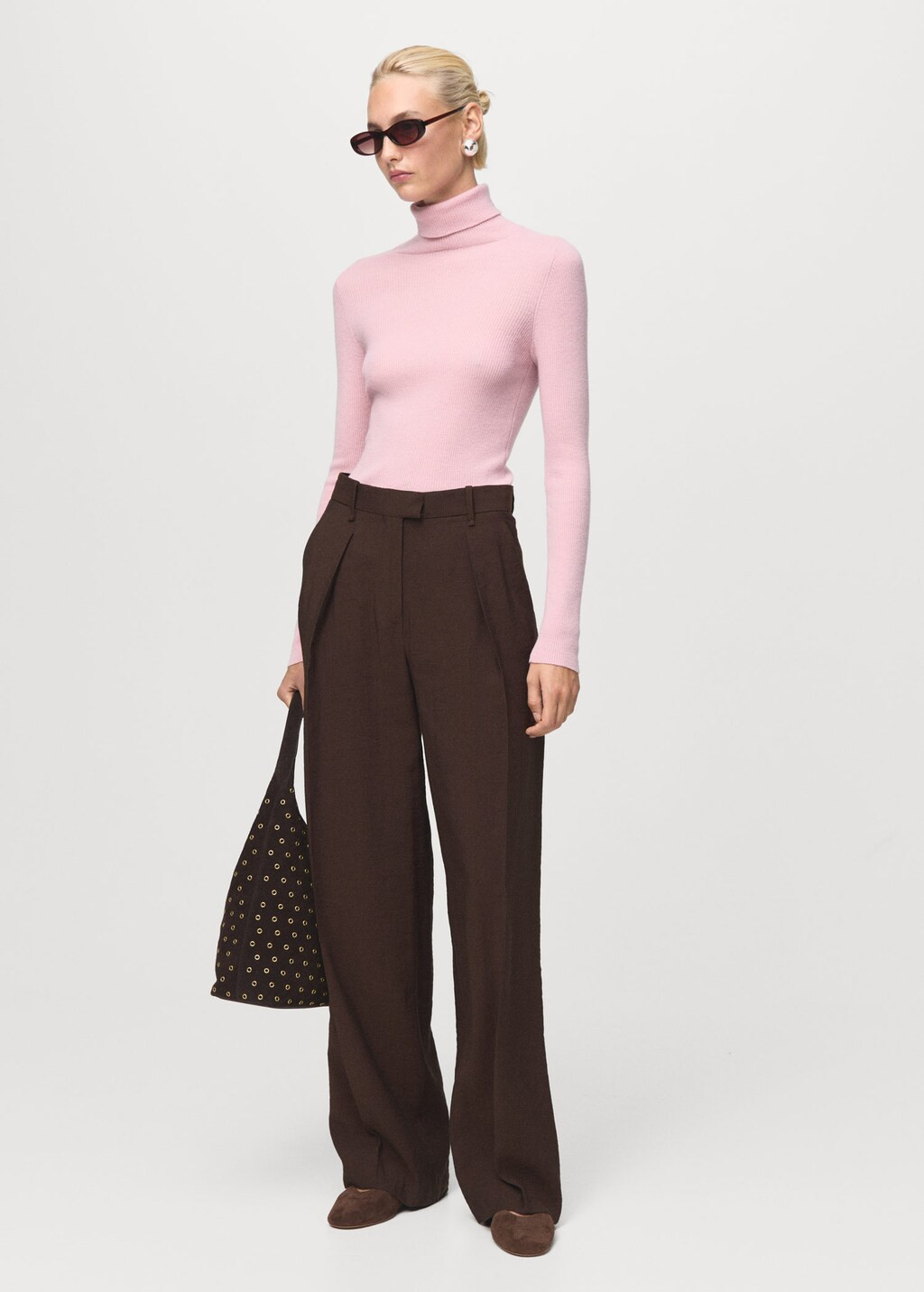 Turtleneck wool sweater pastel pink - Woman - M - MANGO | Mango (US/MX/AU)