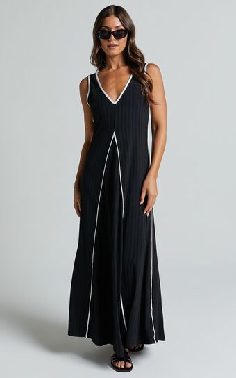 Cathleen Midi Dress - Ribbed Sleeveless Low Back Dress in Black | Showpo (ANZ)