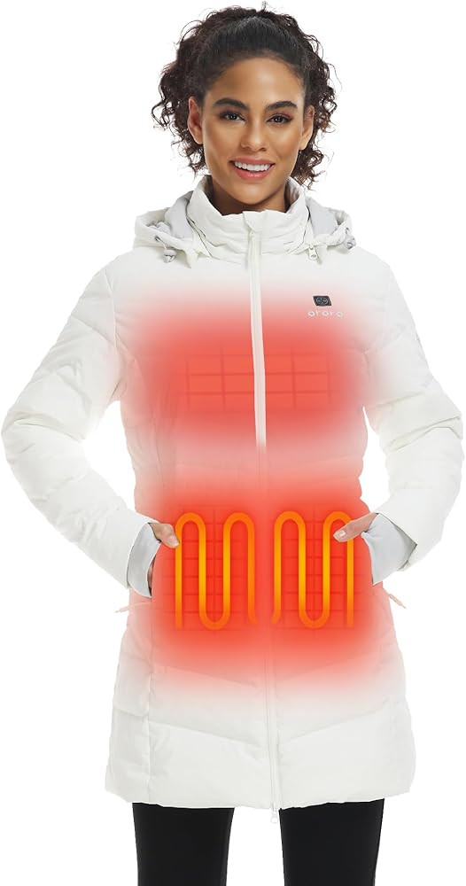 ORORO Women's Long Heated Jacket with Battery, Heated Puffer Parka Heated Coat for Hiking Camping... | Amazon (US)