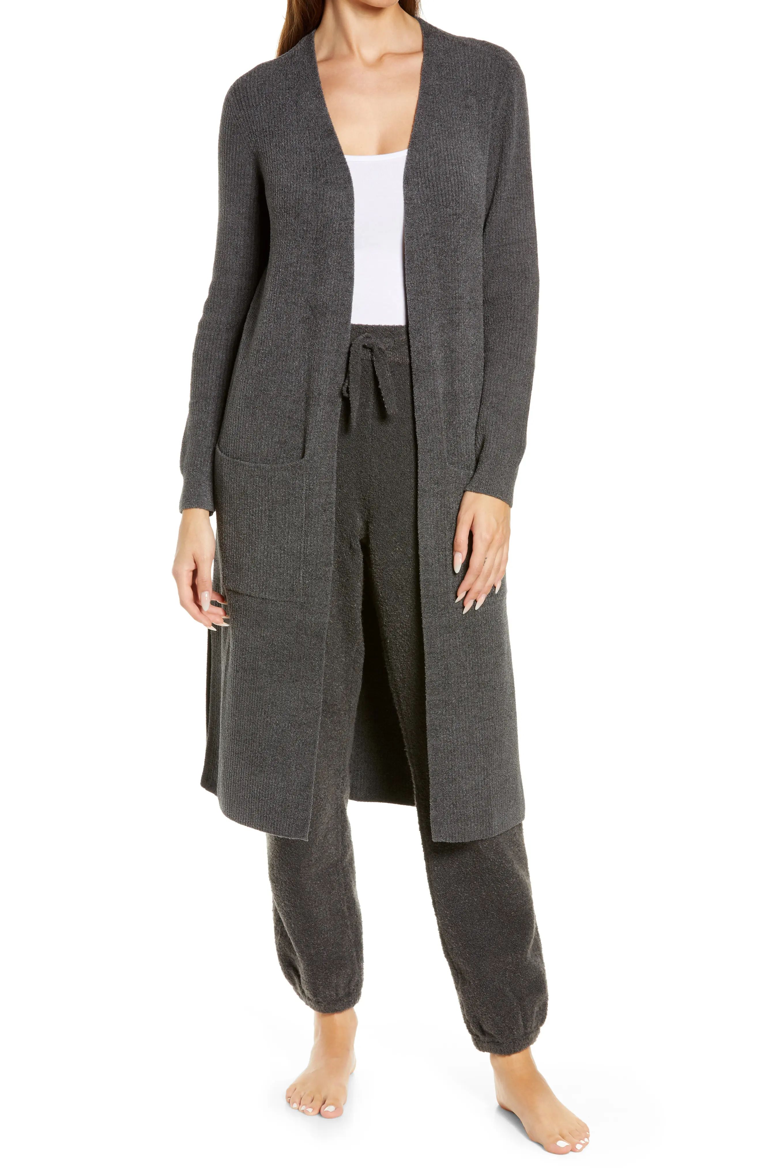 Barefoot Dreams(R) CozyChic Lite(TM) Long Cardigan, Size Small in Carbon at Nordstrom | Nordstrom