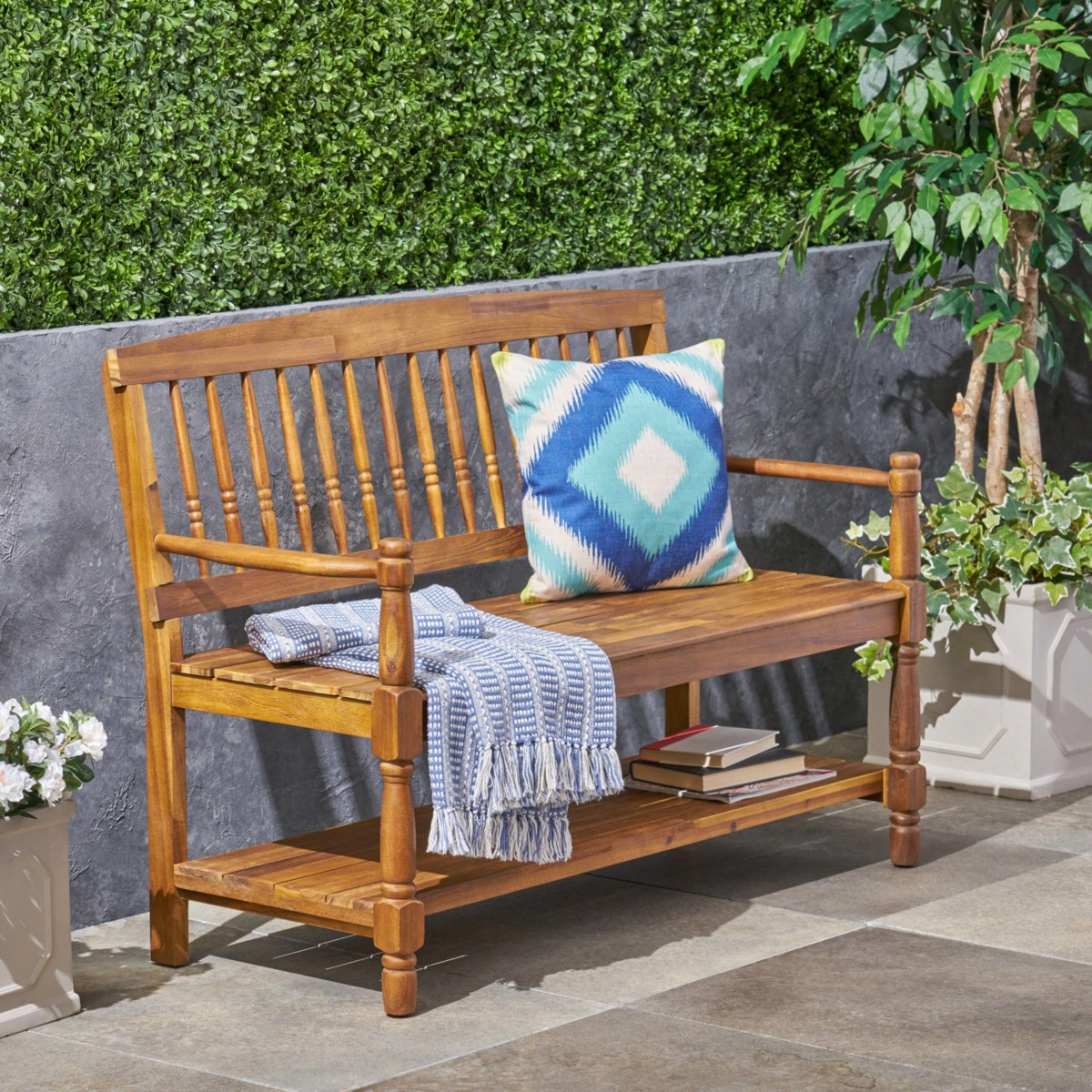 Streamdale Farmhouse Bench With Shelf Timeless Beauty And Practical Storage - Teak | Macy's