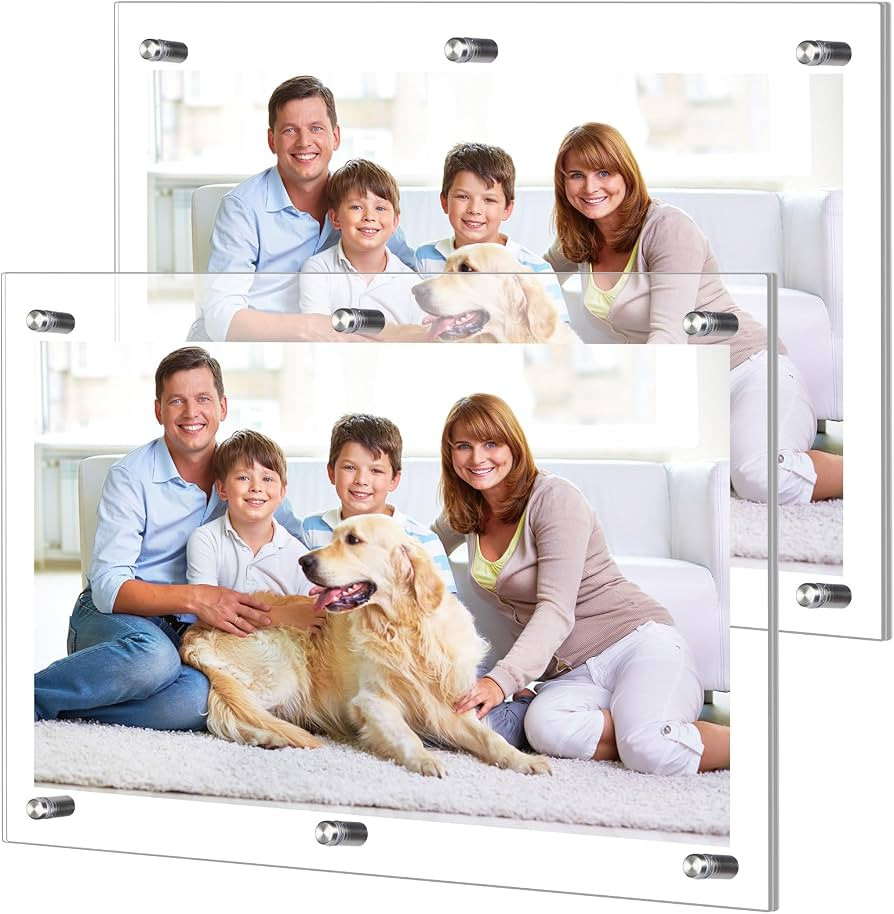 DoubleFill 2 Pack Extra Large Frameless Floating Acrylic Frame Wall Mount Magnetic Acrylic Pictur... | Amazon (US)