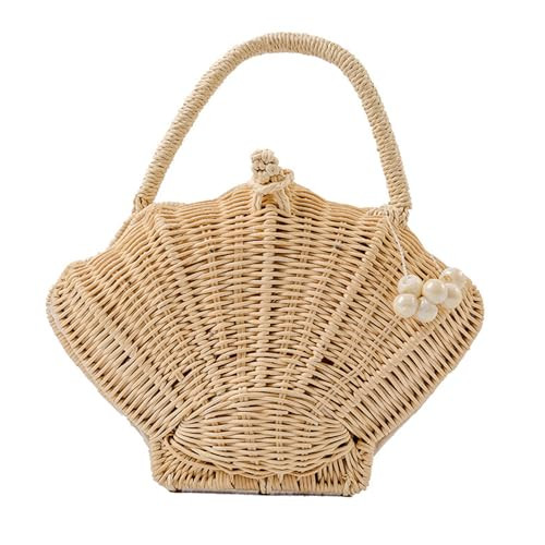 Tarvione Rattan Shell Purse Clutch Woven Shell Shape Crossbody Shoulder Bag Chain Strap Straw Bea... | Amazon (US)