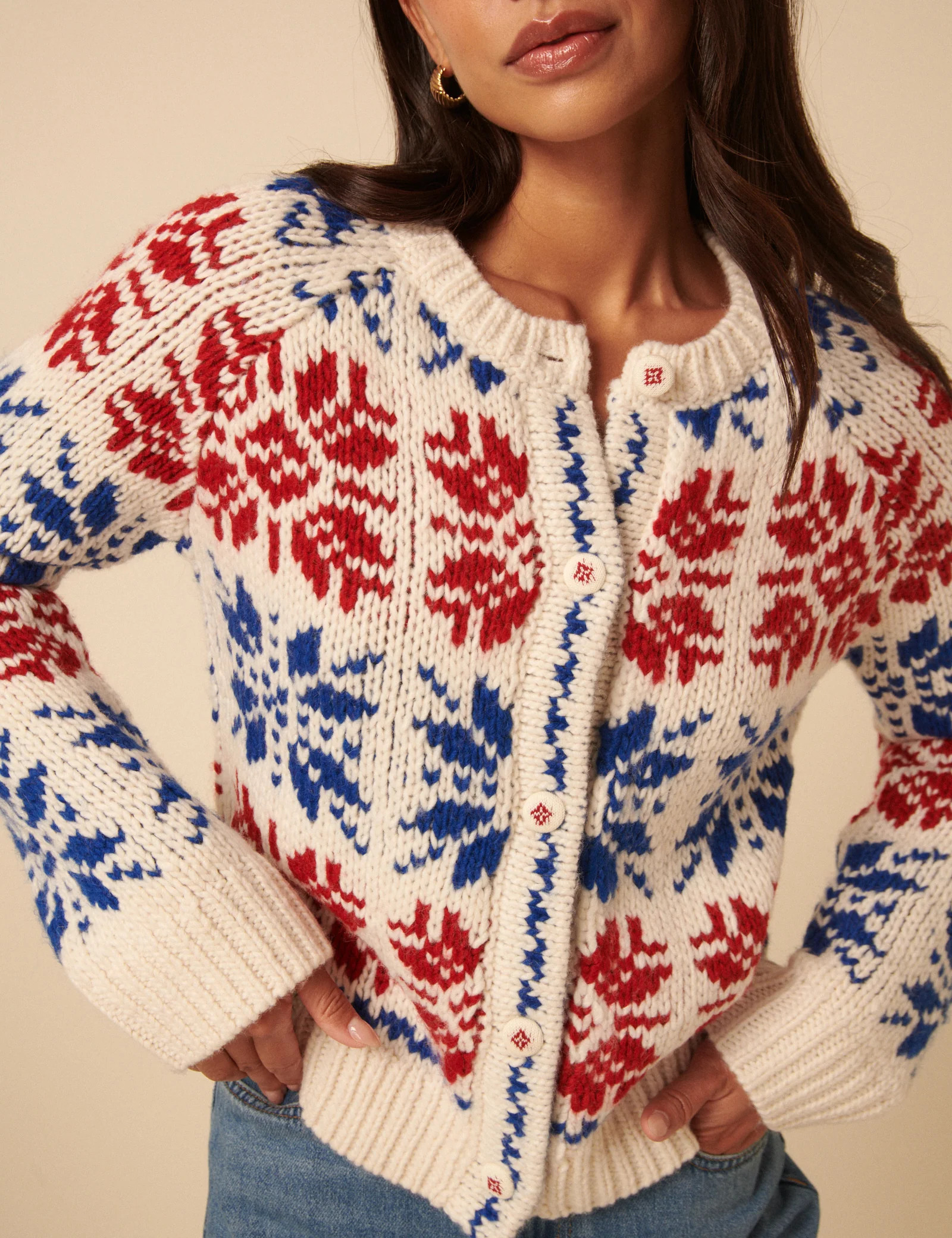 Cream Fair Isle Chunky Knit Cardigan | Nobody's Child