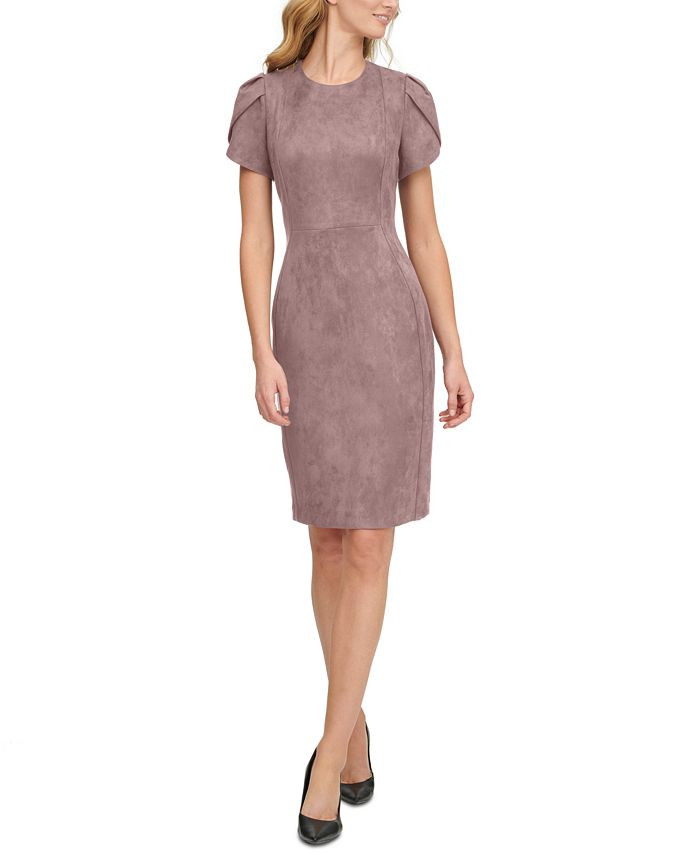 Calvin Klein Faux-Suede Sheath Dress & Reviews - Dresses - Women - Macy's | Macys (US)