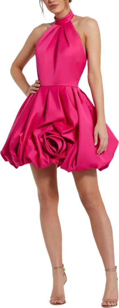 Satin High Neck Sleeveless Bubble Hem Mini Dress | Nordstrom