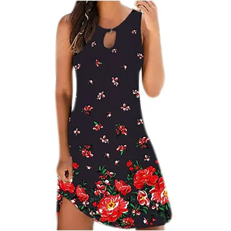 Cute Summer Dresses For Women Hawaiian Dresses For Women Casual Cute Floral Print Tank Dress Summer  | Walmart (US)