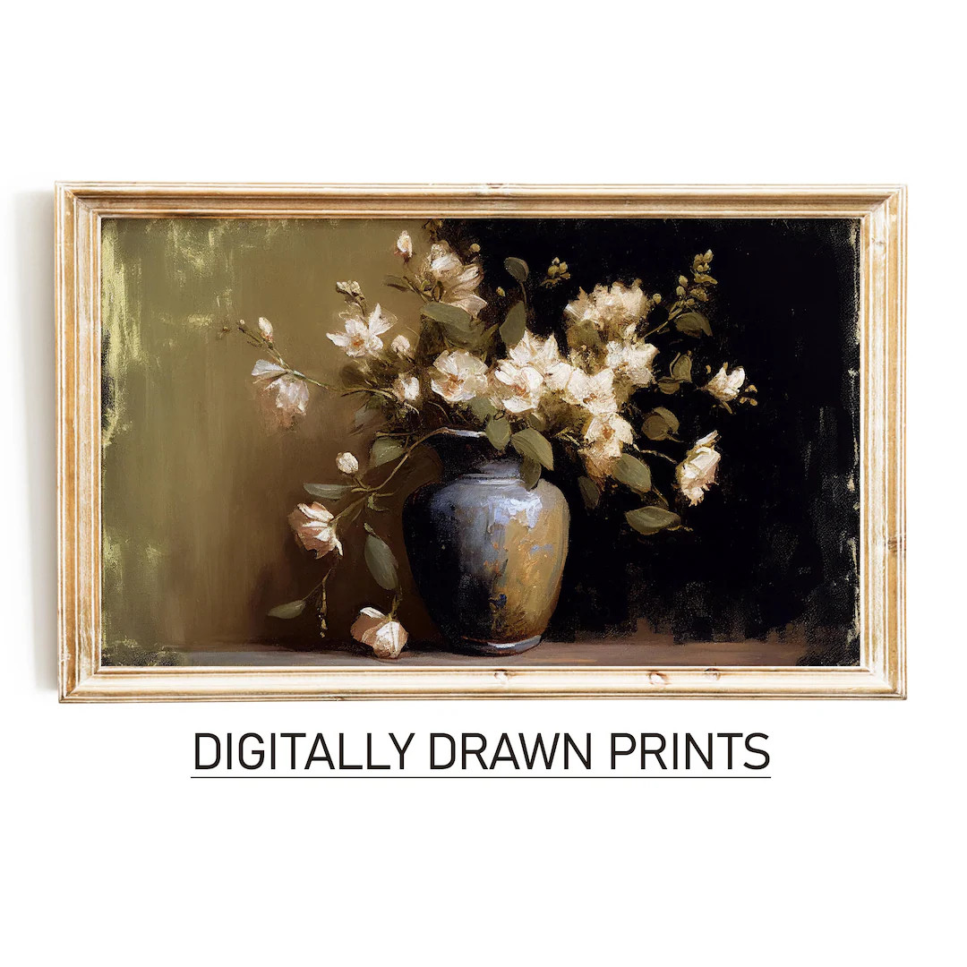 Samsung Frame TV Art, Vintage Flower, Still Life, Digital Download Painting, Spring Flowers Art, ... | Etsy (US)