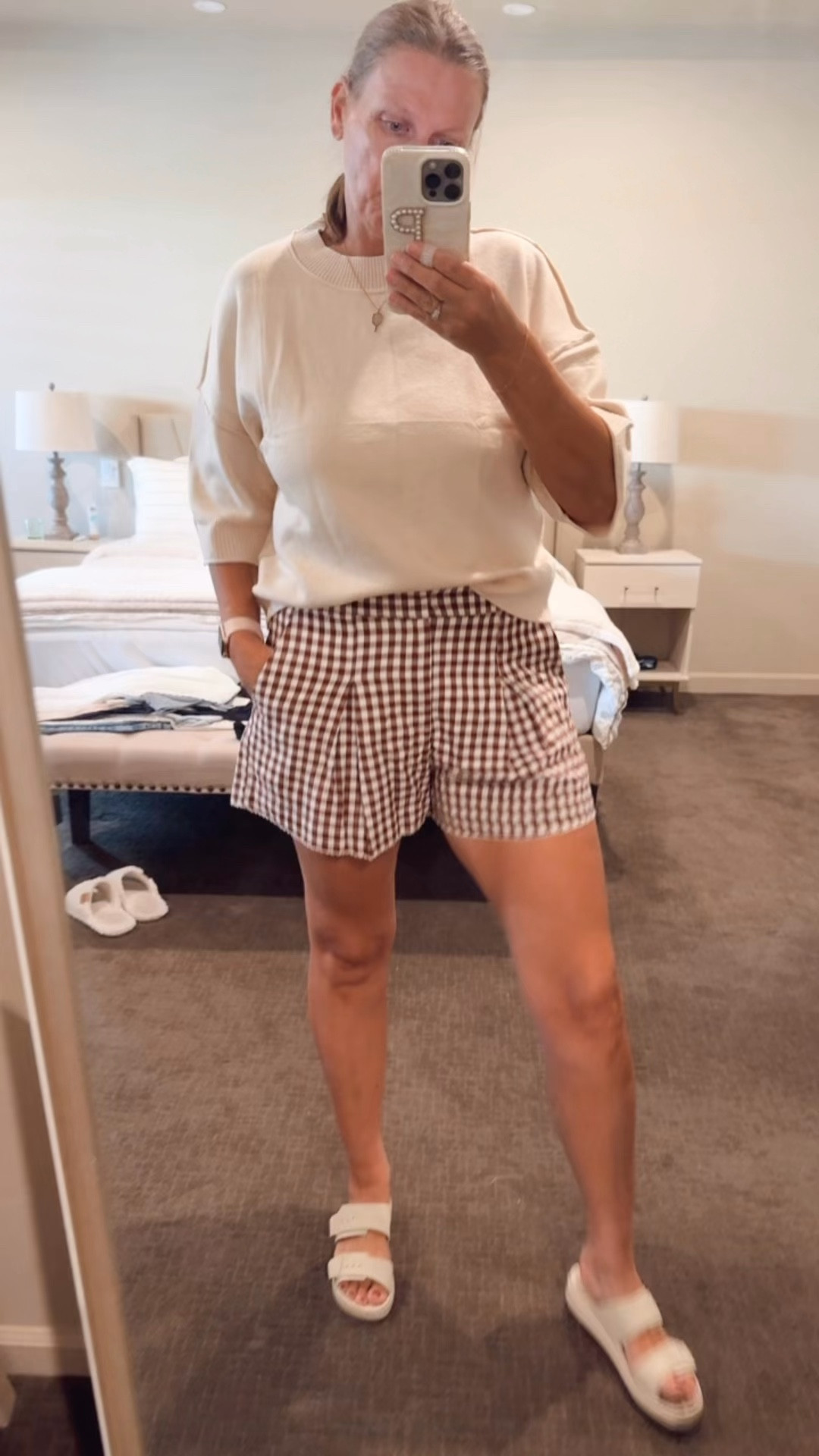 Gingham style shorts 

Tailored shirts, shorts outfit, target fashion, style over 40, effortless style, casual chic look, 

#LTKTravel #LTKSaleAlert #LTKOver40
