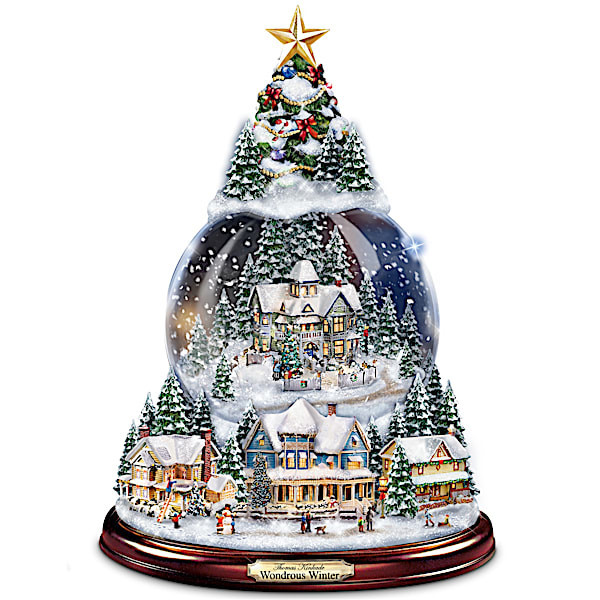 Thomas Kinkade Wondrous Winter Christmas Tree Snowglobe | Bradford Exchange