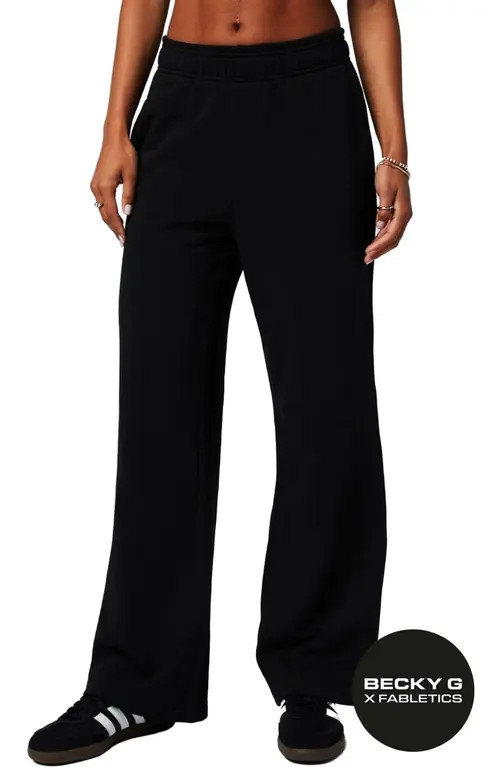 Fabletics Women's Year Round Terry Wide Leg Sweatpant in Black at Nordstrom, Size Large | Nordstrom