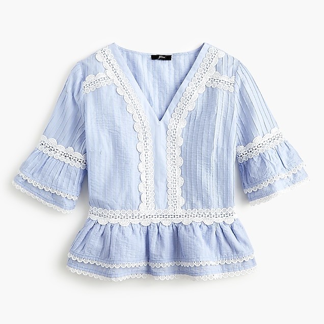 Lace-trimmed short-sleeve top | J. Crew US