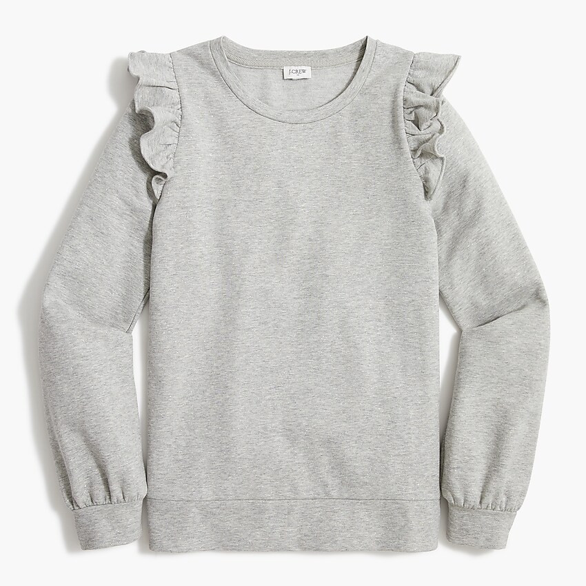 Ruffle-shoulder sweatshirt with foil | J.Crew Factory