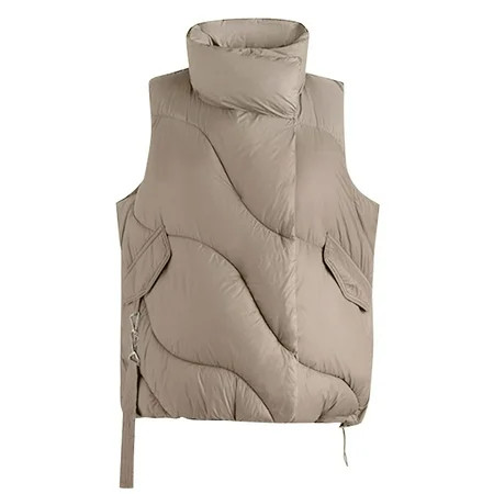 njshnmn Vest For Women Stand Collar Lightweight Zip Quilted Vest for Women Puffer Vest For Women Cropped Yellow L | Walmart (US)