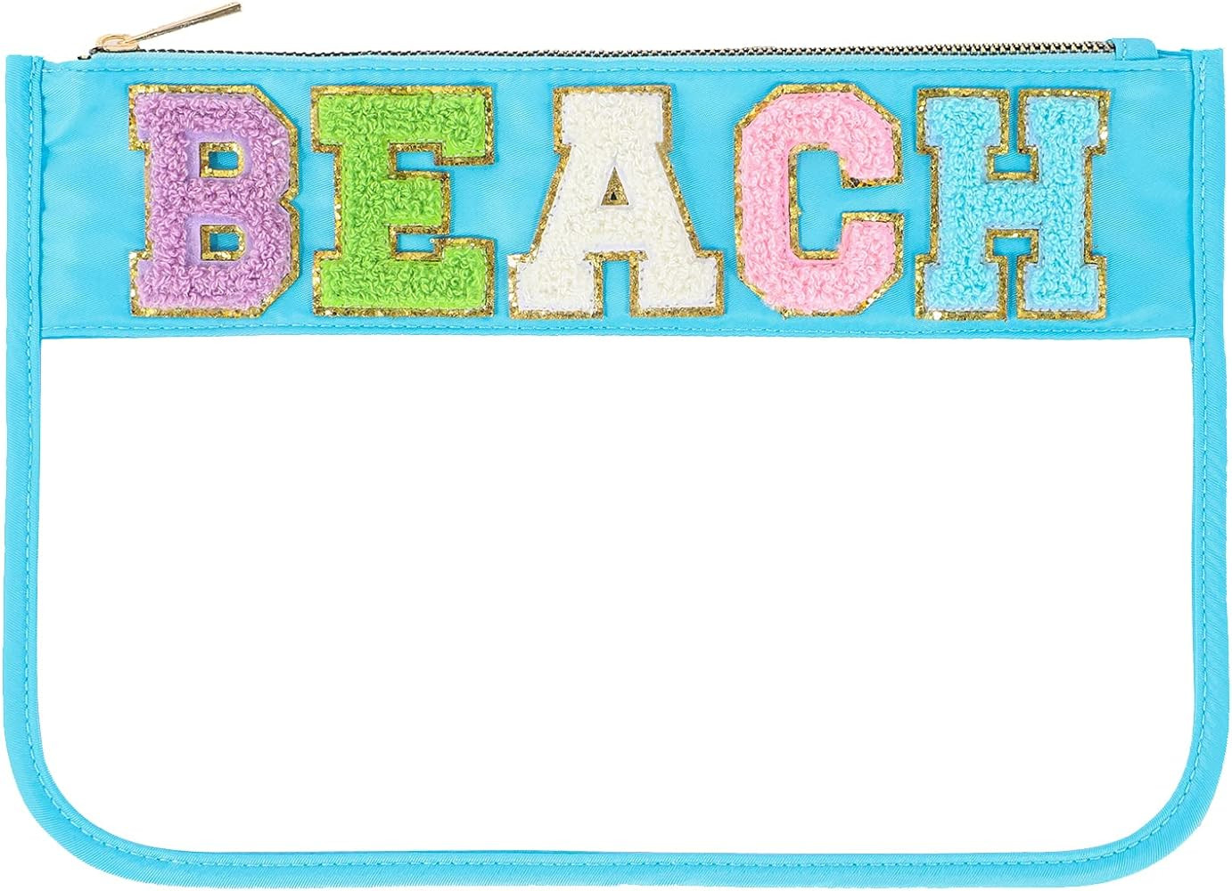 DYSHAYEN Chenille Letter Clear Zipper Pouch for Travel,Nylon Clear Cosmetic Bag,Makeup Travel Bag... | Amazon (US)