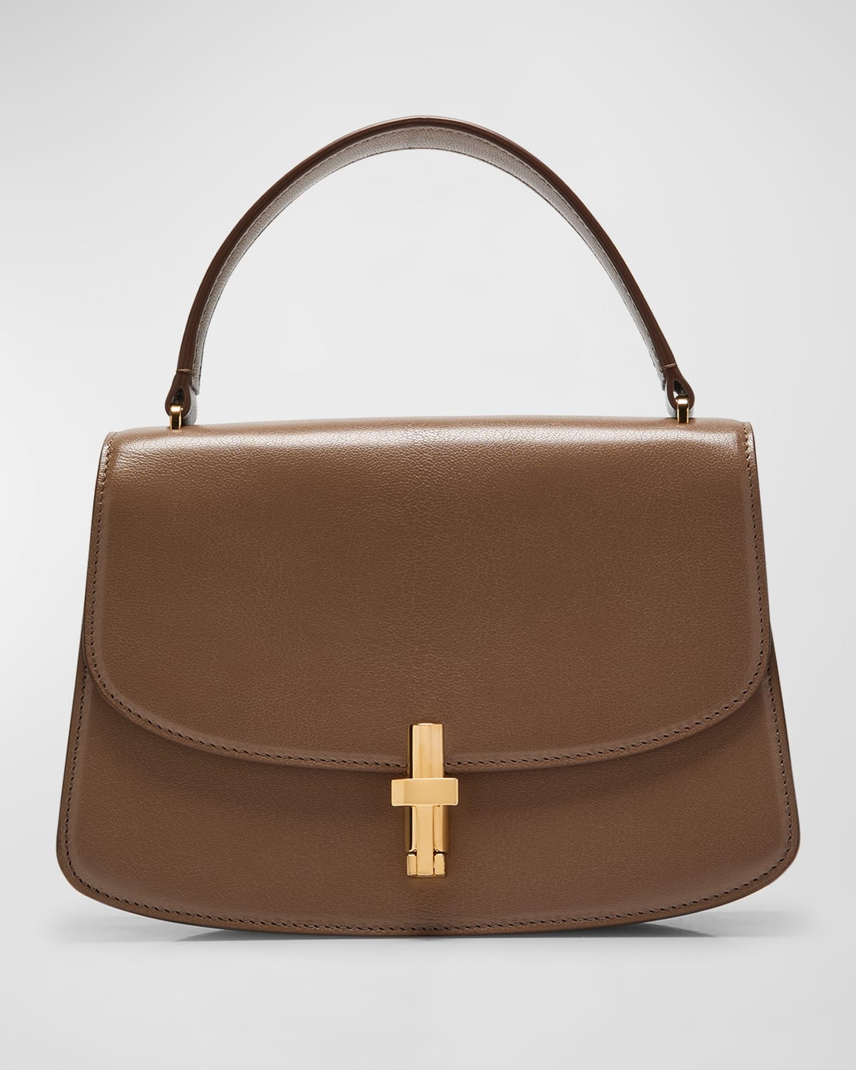 Sofia 8.75 Top Handle in Shiny Kidskin Leather with Gold Hardware | Neiman Marcus