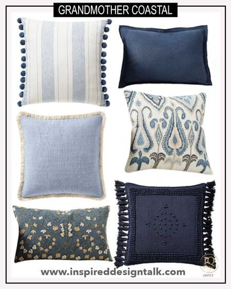 Blue white and navy pillows for your coastal grandmother Home decor  

#LTKhome #LTKstyletip #LTKSeasonal