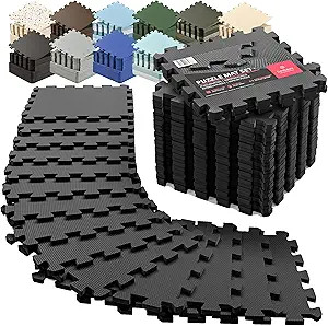 bemaxx Gym Mats Set - 18 pcs EVA Interlocking Foam Floor Tiles (12.6"x12.6"x0.4") 18sqft Protecti... | Amazon (US)