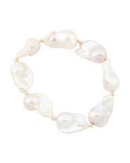 Made In Usa 14kt Gold Baroque Pearl Stretch Bracelet | TJ Maxx