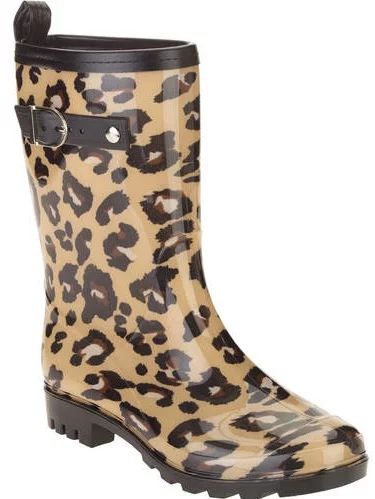 Women's Leopard Spot Printed Mid-Calf Jelly Rain Boots | Walmart (US)