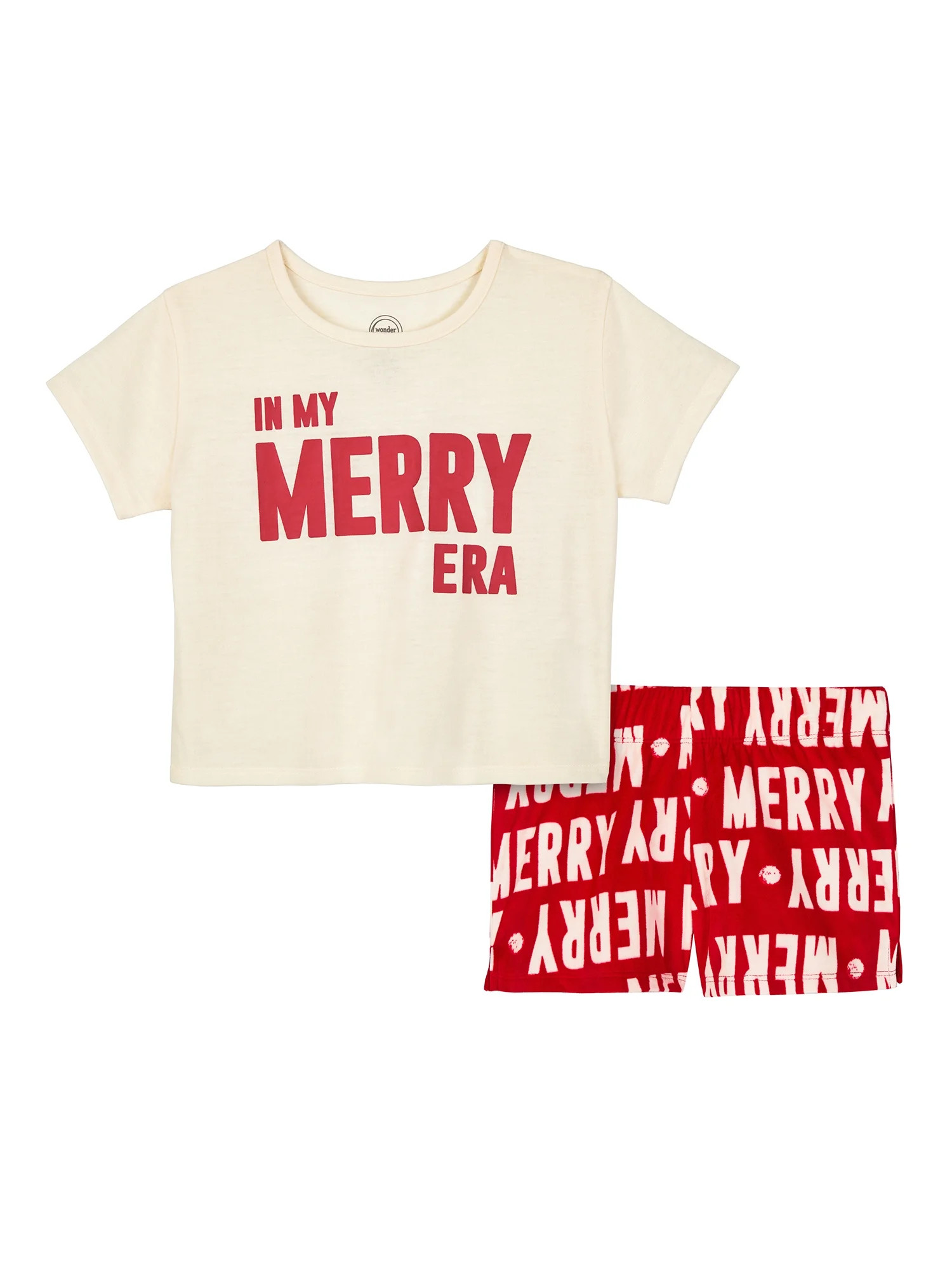 Wonder Nation Girls Short Sleeve Top and Shorts Pajama Set, 2-Piece, Sizes 4-18 & Plus | Walmart (US)