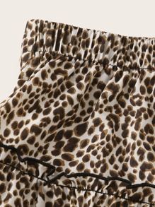 SHEIN Girls Frill Trim Leopard Print Skirt | SHEIN