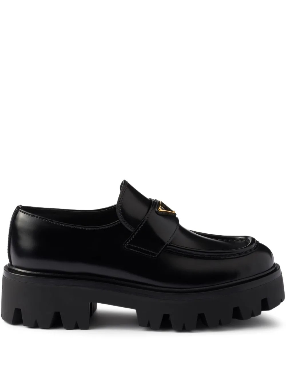 Prada triangle-logo Platform Loafers | Black | FARFETCH SK | Farfetch Global