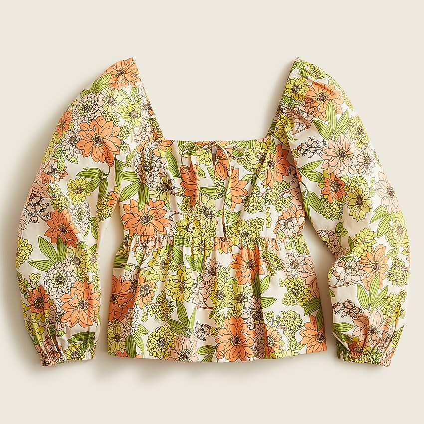 J.Crew: Squareneck Tie-front Top In Zinnia Floral For Women | J. Crew US