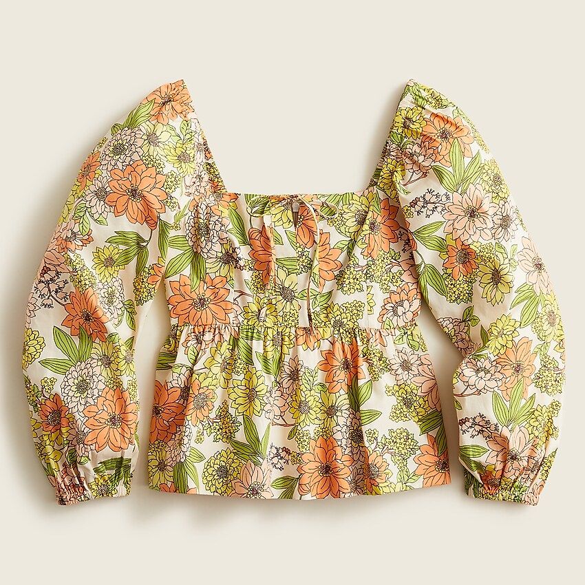 J.Crew: Squareneck Tie-front Top In Zinnia Floral For Women | J.Crew US