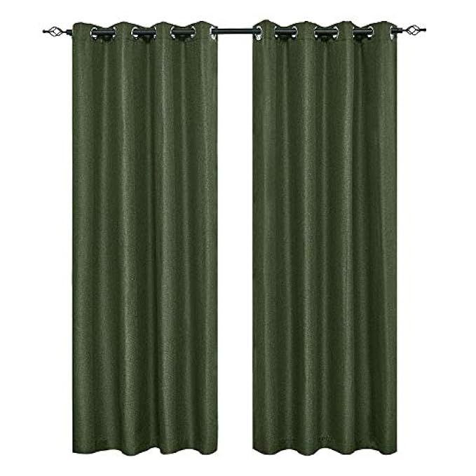 DyFun 2 Panels Curtains Linen Thermal Insulated Window Treatment Grommet Top Blackout Window Curtain | Amazon (US)