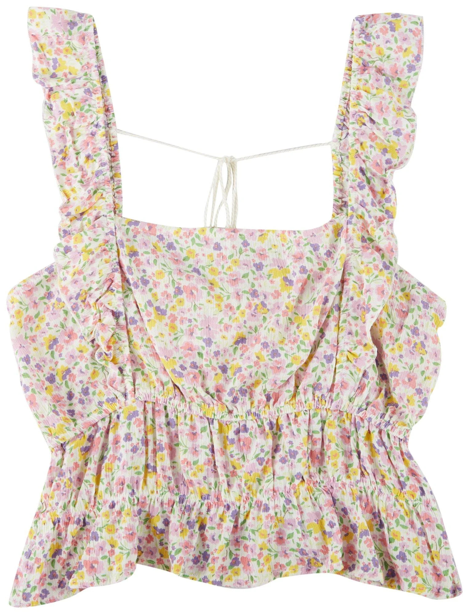 Derek Heart Women's Juniors Square Neck Pinafore Top with Elastic Waist | Walmart (US)