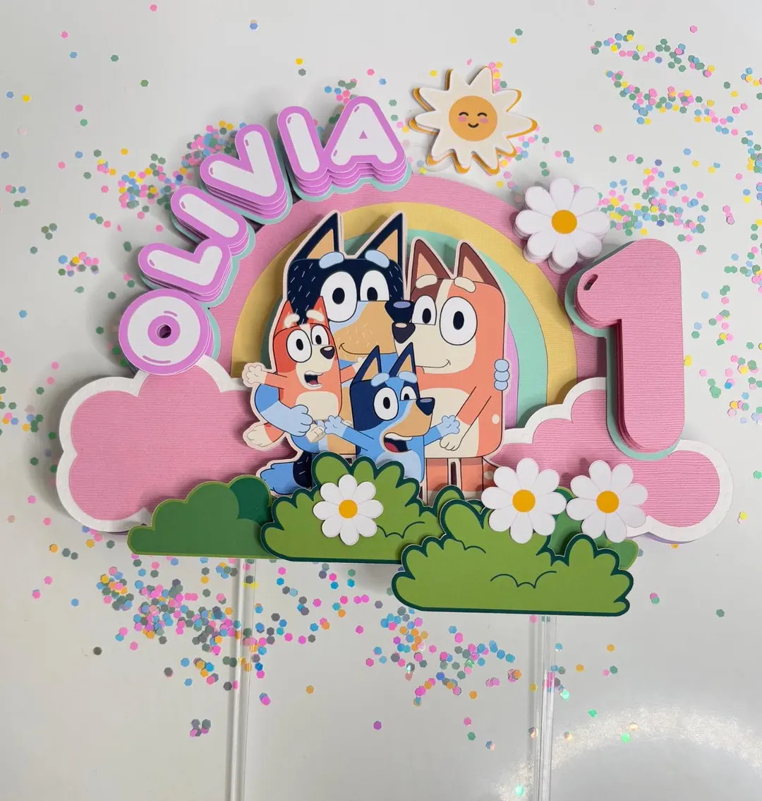 Bluey Cake Topper Decor, Bluey Cake Topper Girl , Bluey Girl Theme - Etsy | Etsy (US)