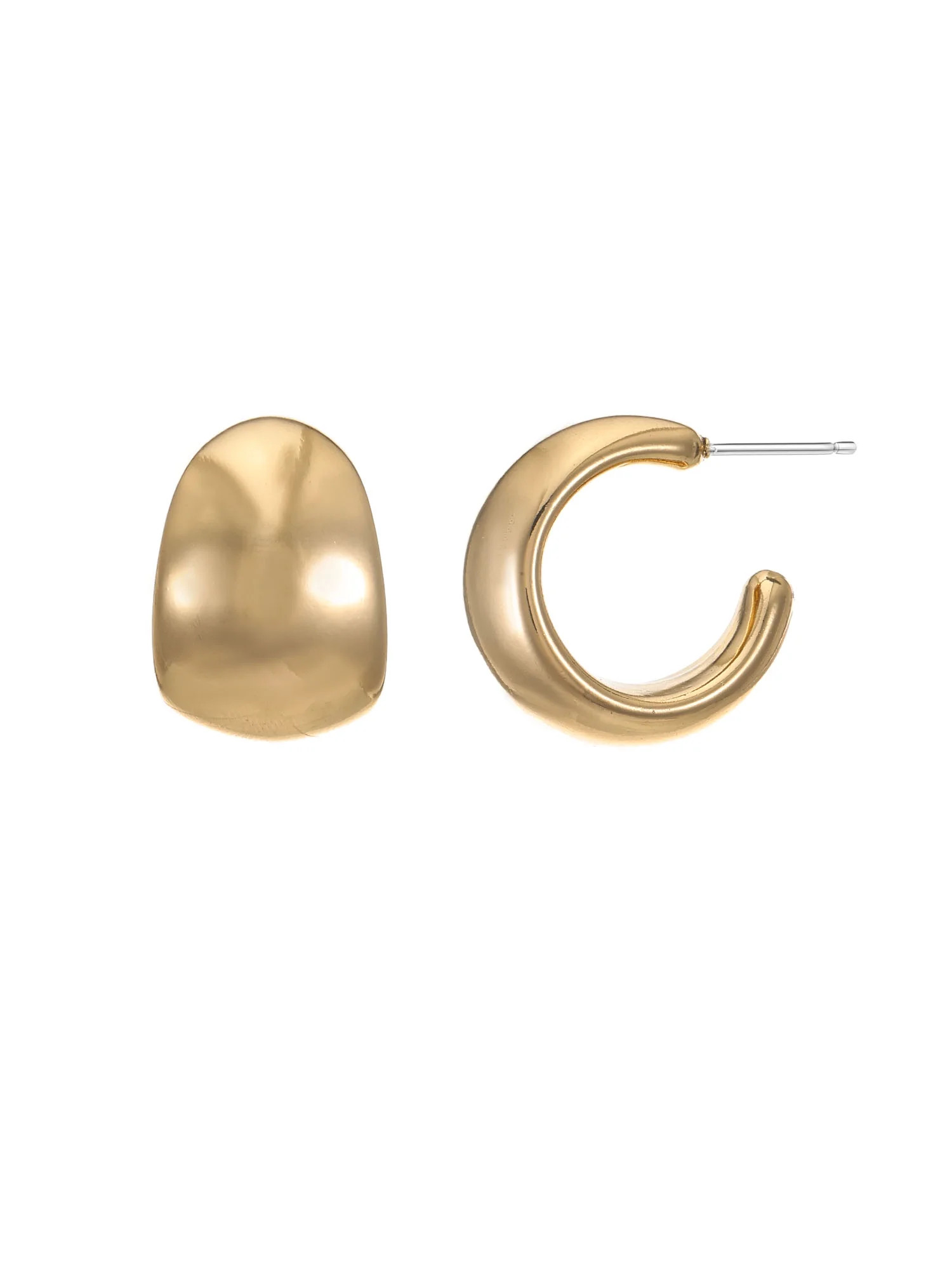 Time and Tru Women’s Thick Gold-Tone Hoop Earrings, 1 Pair | Walmart (US)