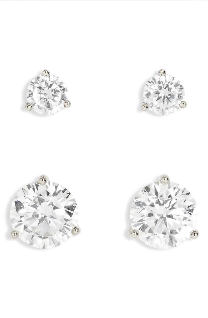 Set of 2 Cubic Zirconia Stud Earrings | Nordstrom