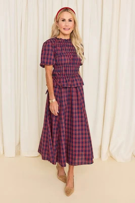 Red Plaid Pleated Midi Skirt | Avara