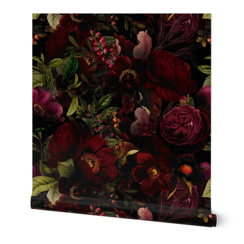 Grandmillennial Peonies Gothic Dramatic Heritage timeless Elegance Blooms Wallpaper | Spoonflower | Spoonflower