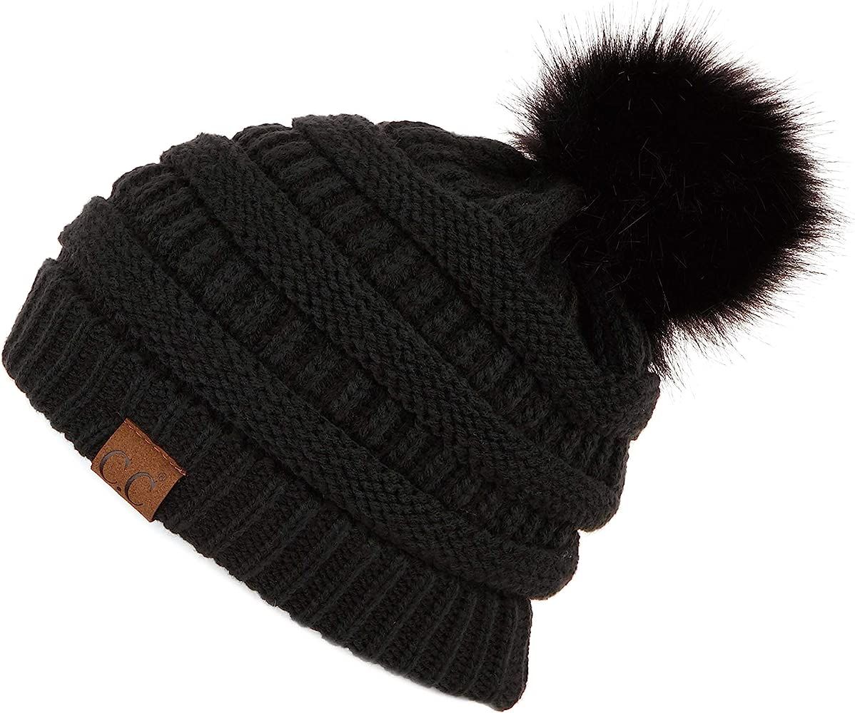 Hatsandscarf Exclusives Unisex Solid Ribbed Beanie with Pom (HAT-43) | Amazon (US)