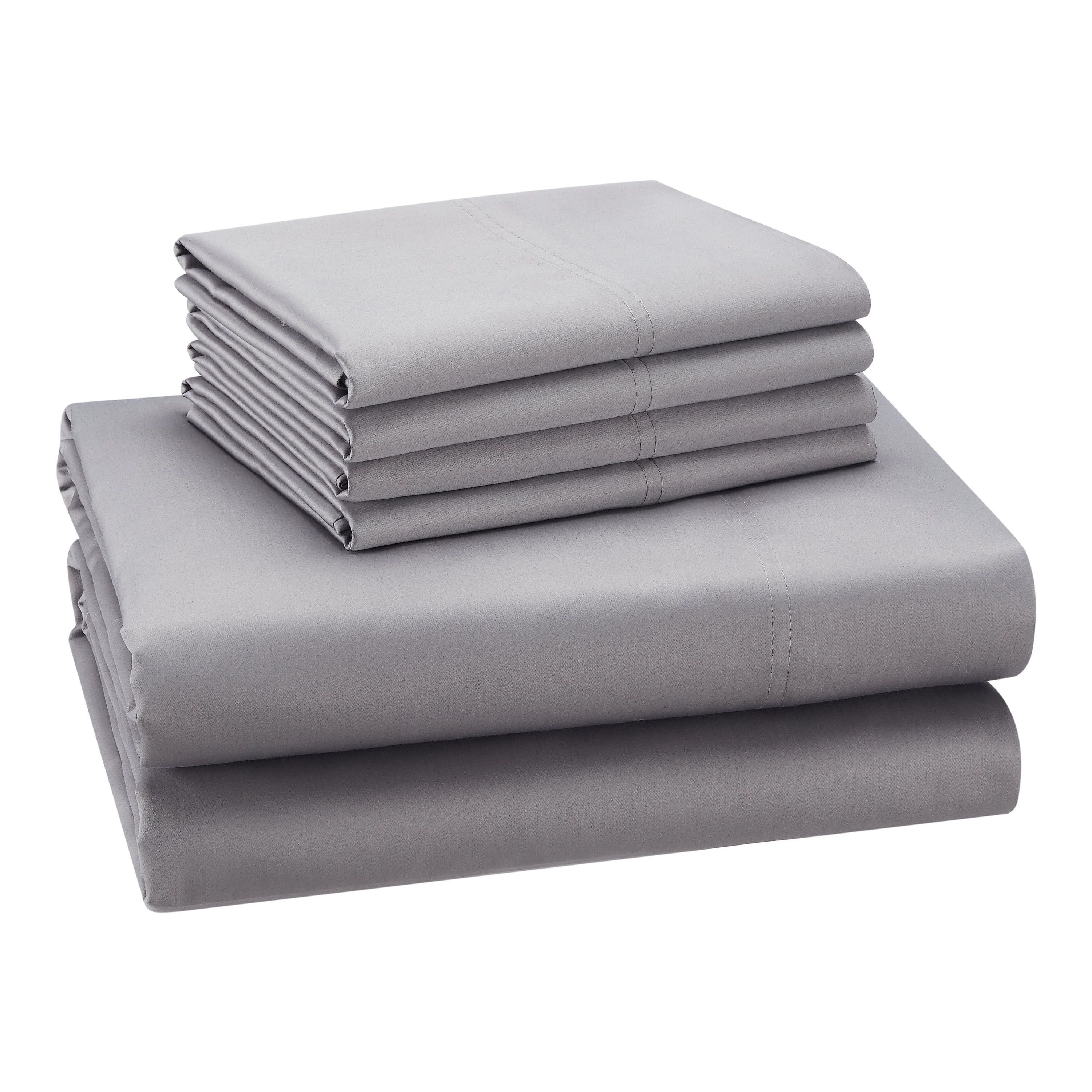 Hotel Style 1200 Thread Count Cotton Rich 6-Piece Sheet Set, Soft Silver Color, King | Walmart (US)